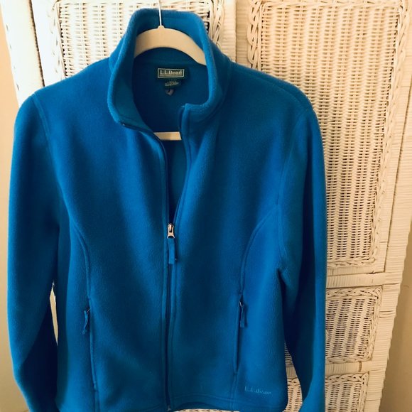 LL BEAN FLEECE JACKET Size M BLUE - Picture 3 of 6